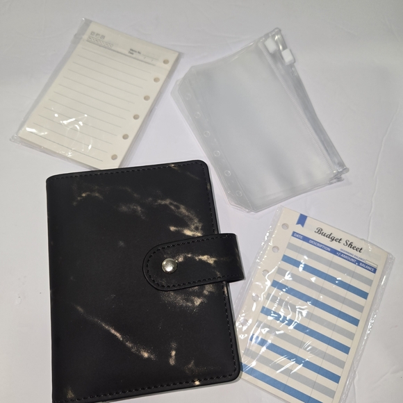 Other - Pocket Budget Planner, Expense Tracker Daily Memo Notes. Black Marble Design New